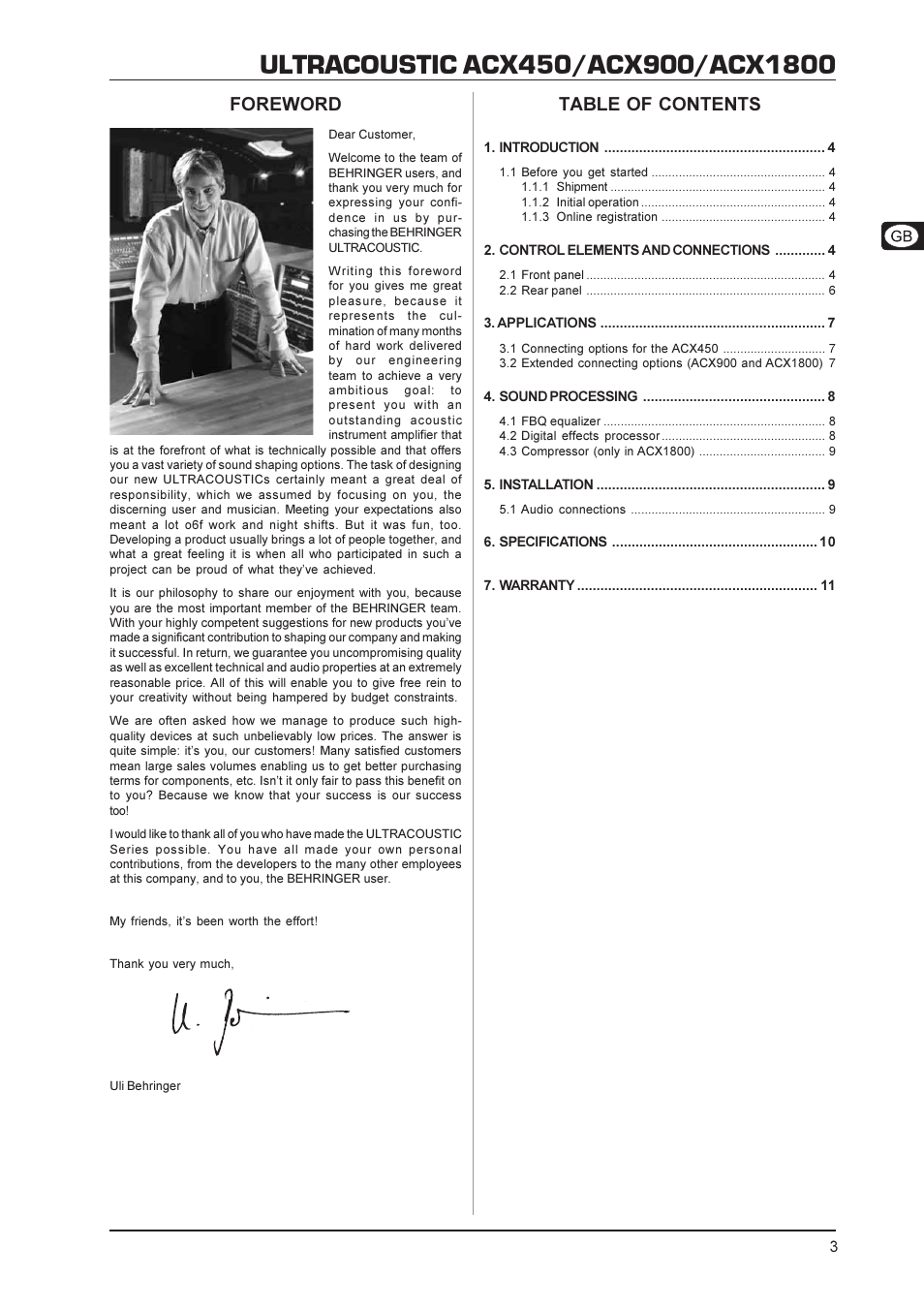 Behringer Ultracoustic ACX450 User Manual | Page 3 / 12