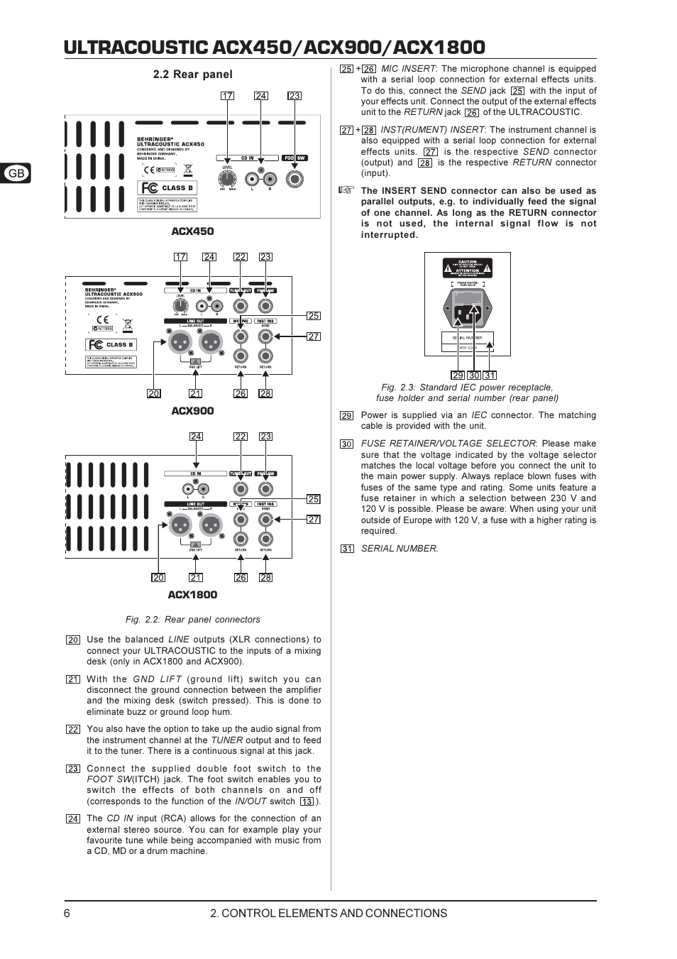 Behringer Ultracoustic ACX450 User Manual | Page 6 / 12