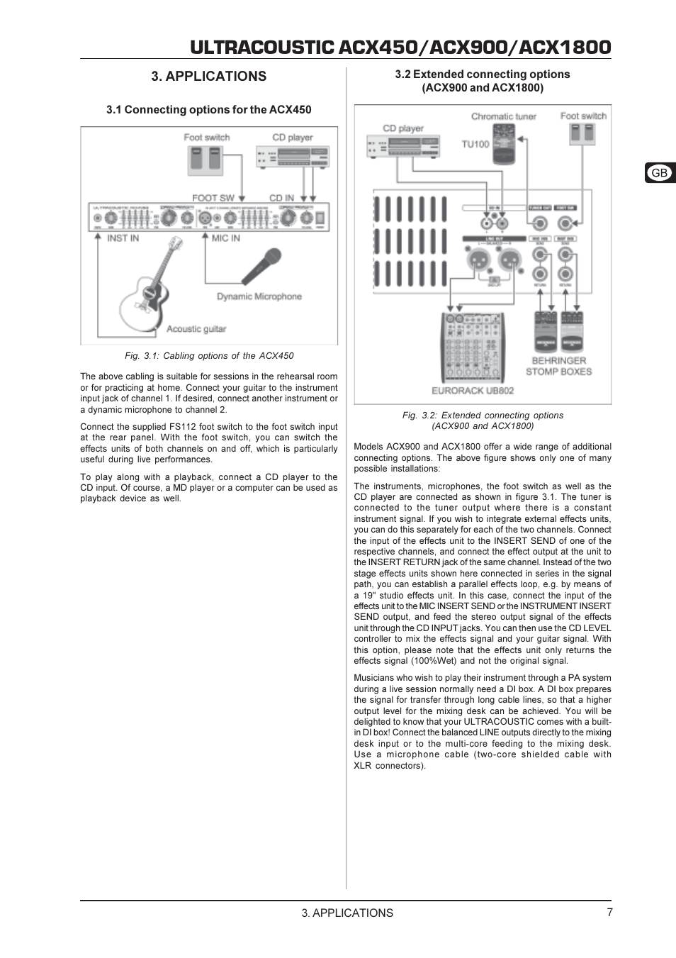 Applications | Behringer Ultracoustic ACX450 User Manual | Page 7 / 12