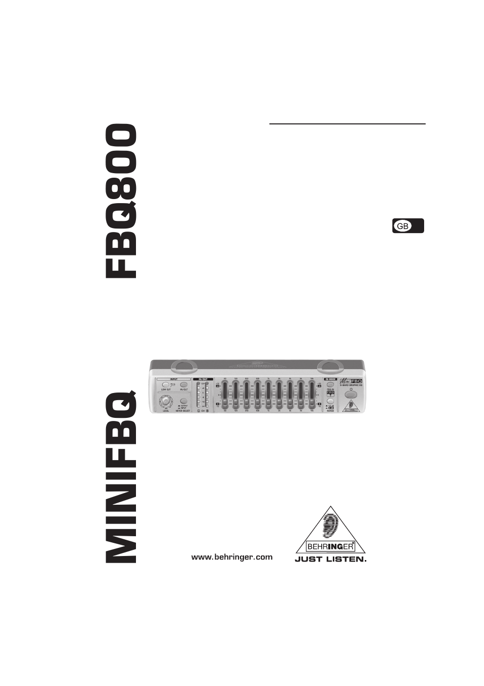 Behringer MiniFBQ FBQ800 User Manual | 17 pages