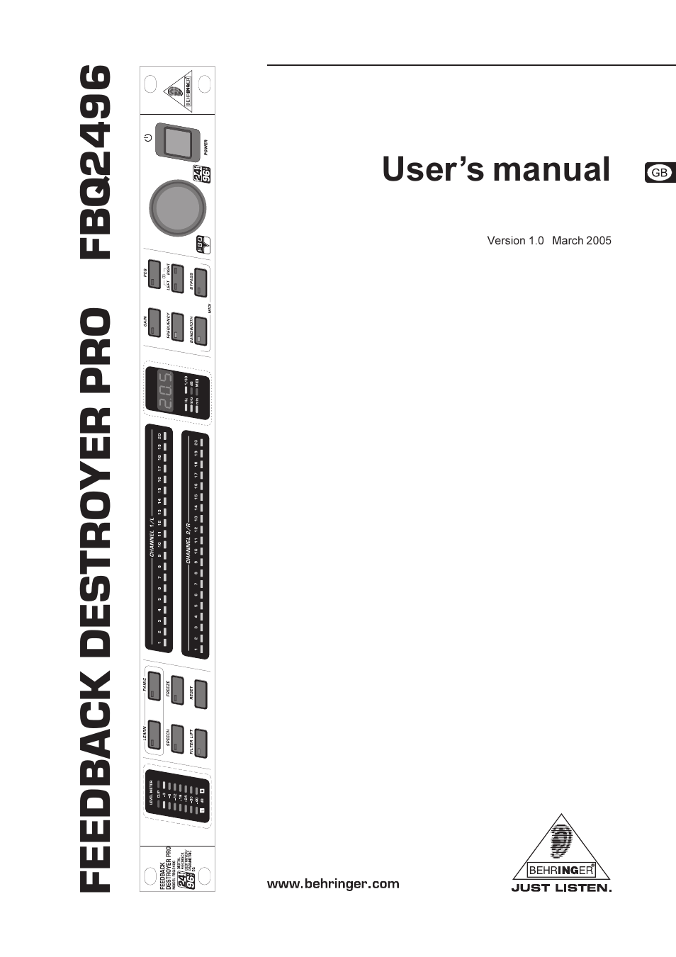 Behringer FBQ2496 User Manual | 12 pages