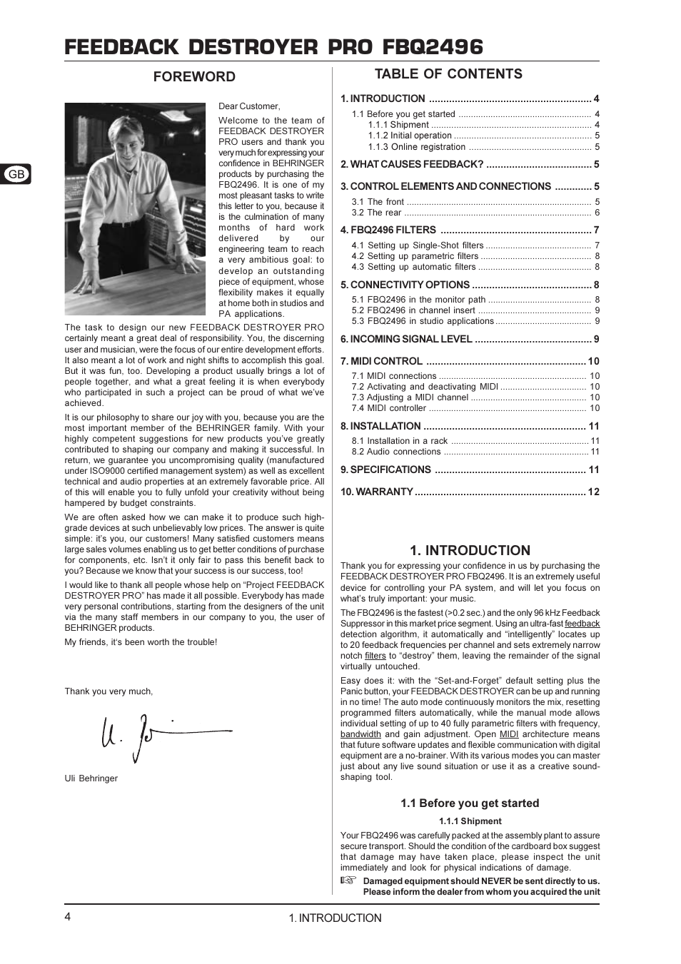 Behringer FBQ2496 User Manual | Page 4 / 12