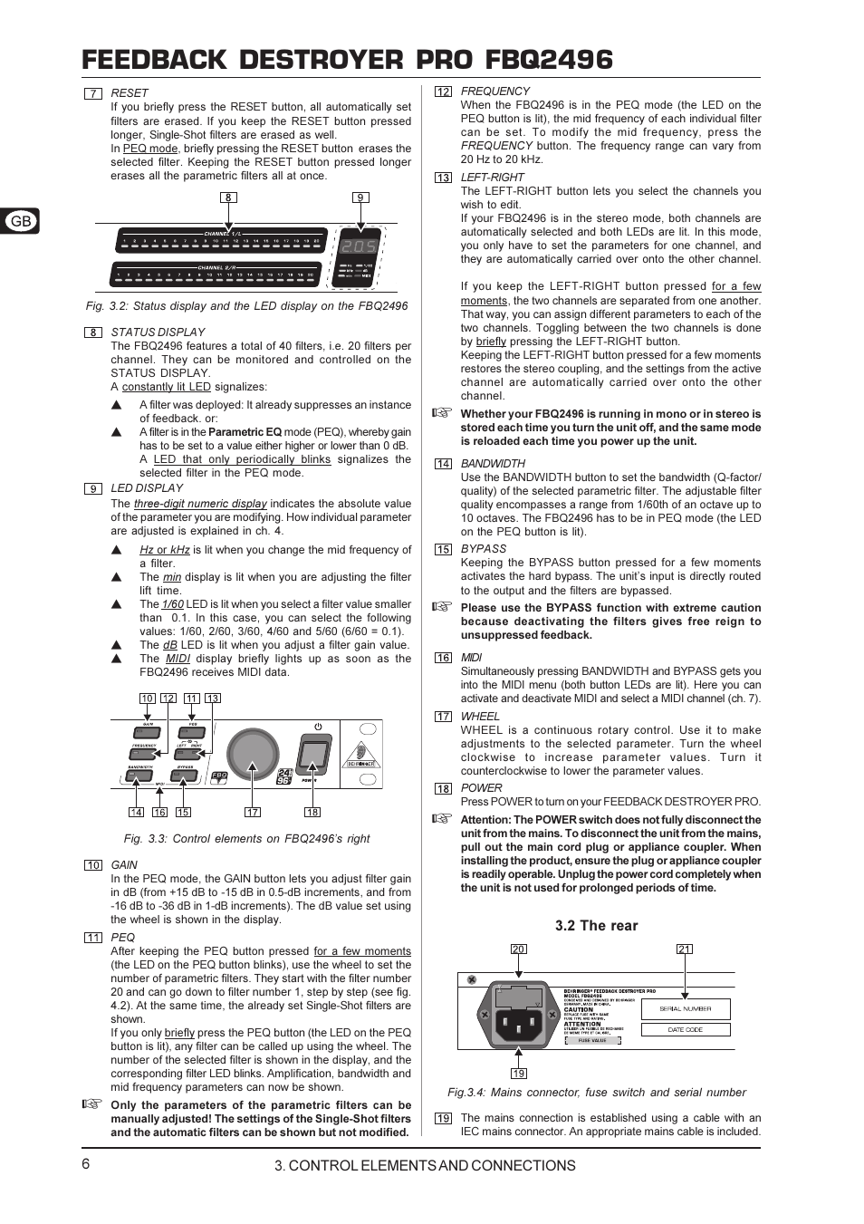Feedback destroyer pro fbq2496 | Behringer FBQ2496 User Manual | Page 6 / 12