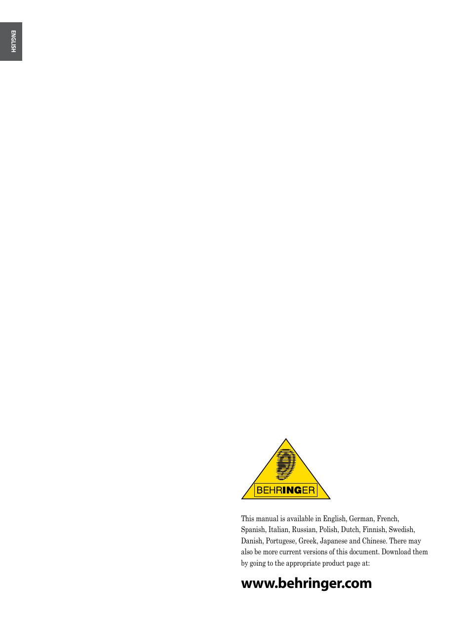 Behringer B315A User Manual | Page 8 / 8