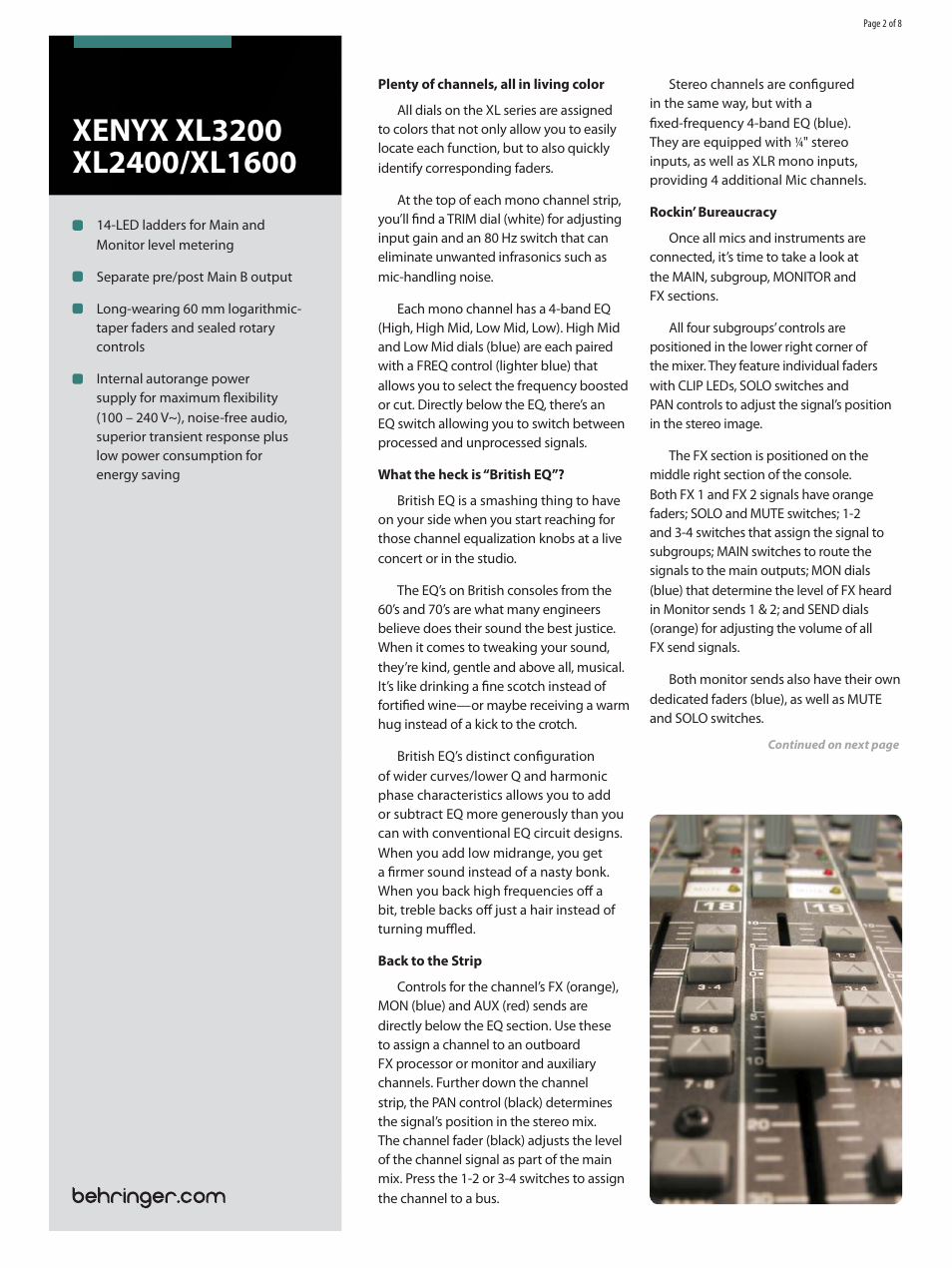 Behringer Xenyx XL2400 User Manual | Page 2 / 8