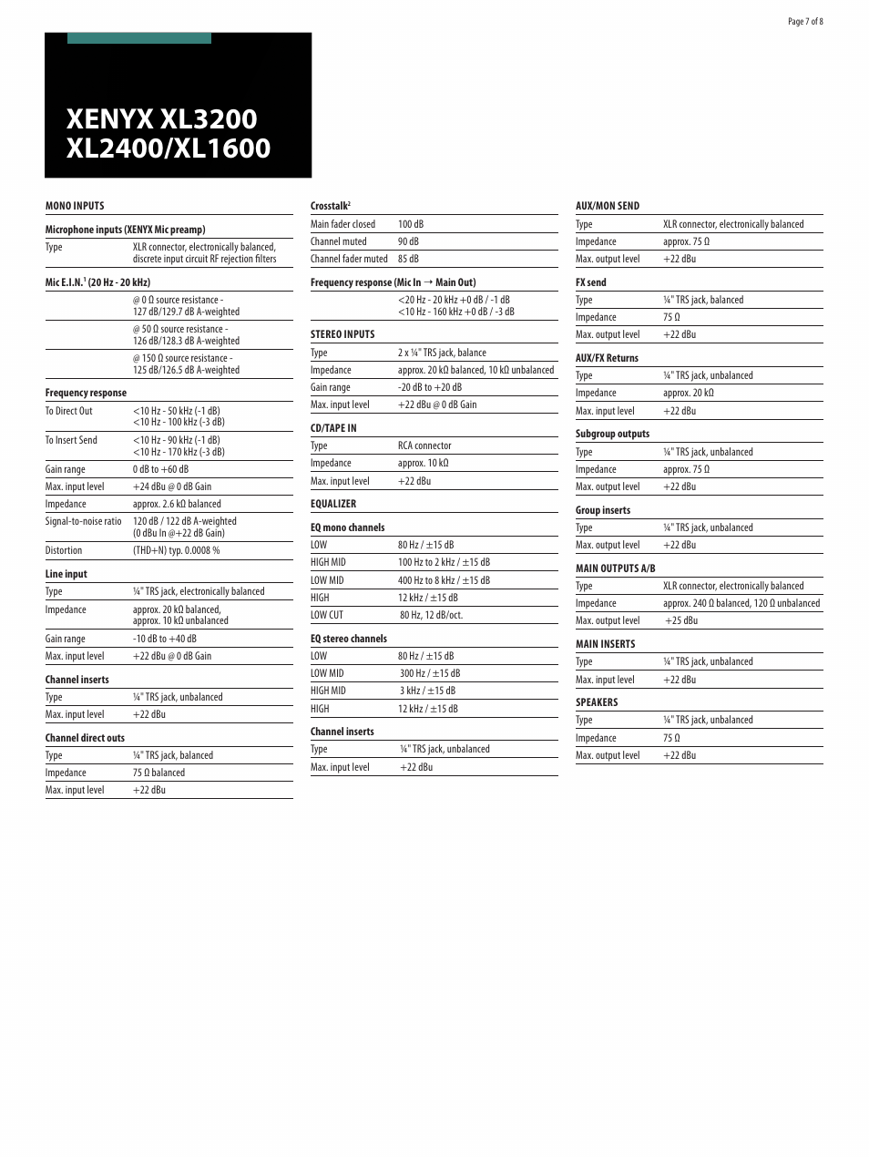 Behringer Xenyx XL2400 User Manual | Page 7 / 8