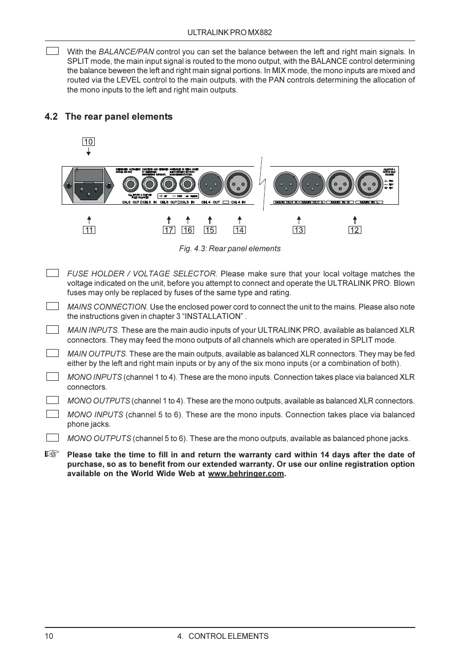 Behringer MX882 User Manual | Page 10 / 16