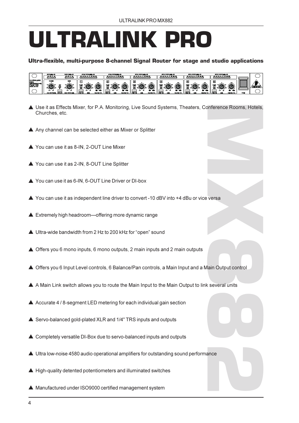 Mx882, Ultralink pro | Behringer MX882 User Manual | Page 4 / 16