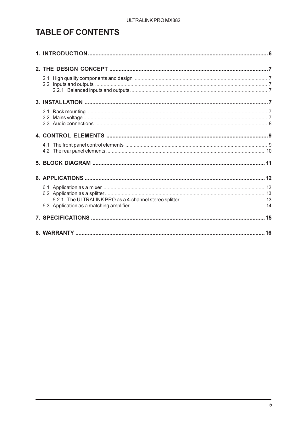 Behringer MX882 User Manual | Page 5 / 16