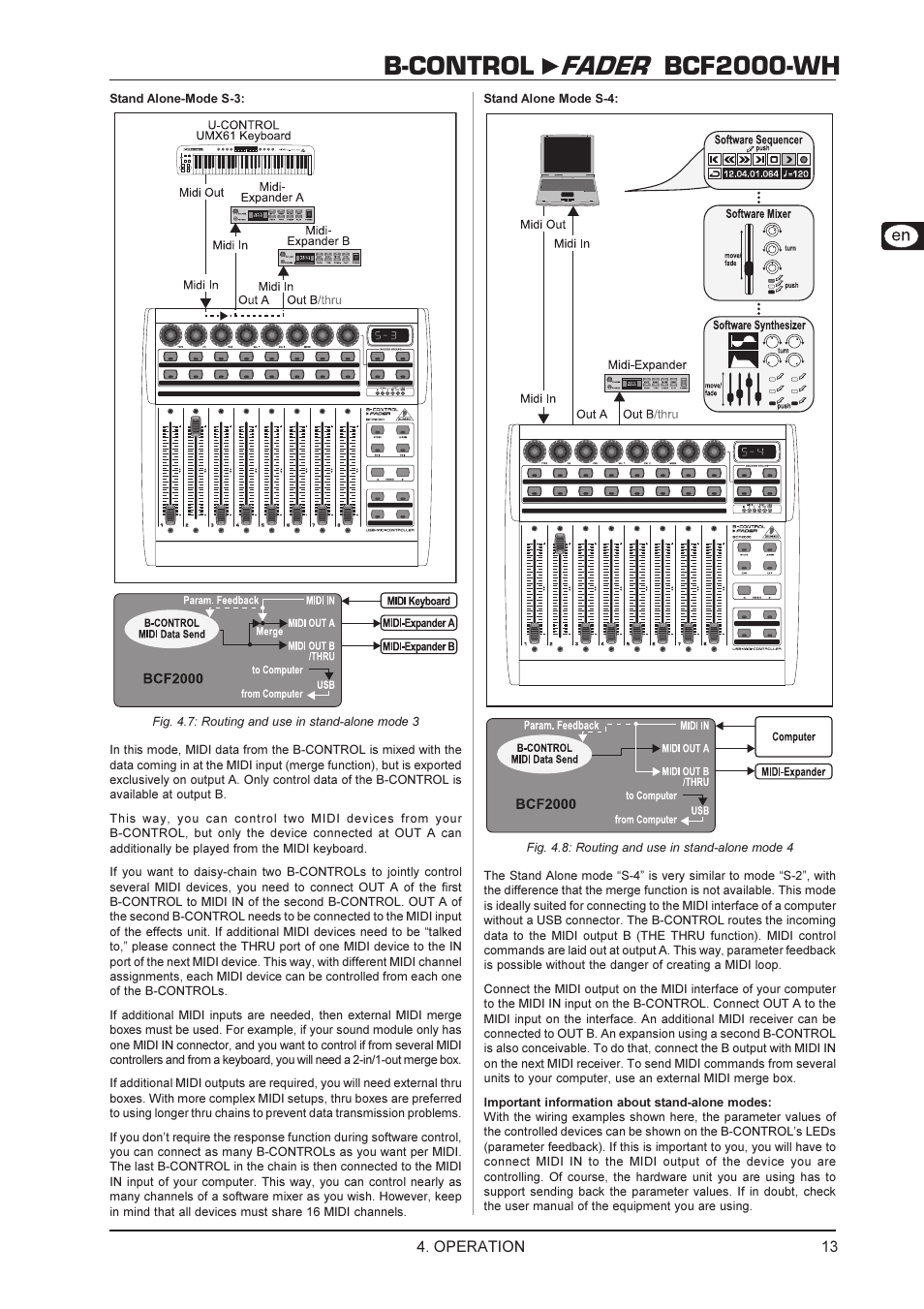 B-control fader bcf2000-wh, Operation | Behringer BCF2000-WH User Manual | Page 13 / 24