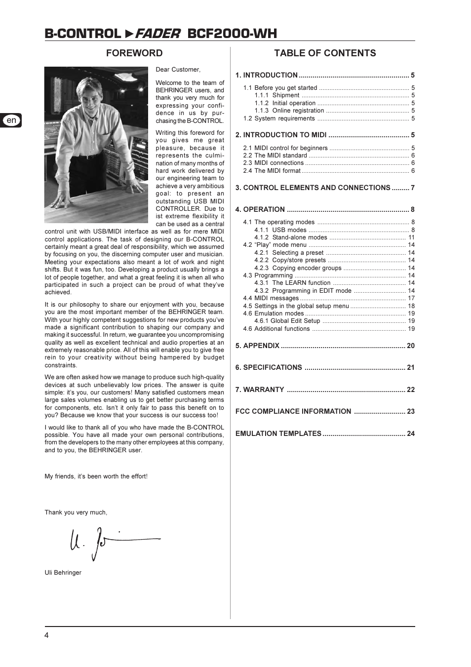 Behringer BCF2000-WH User Manual | Page 4 / 24