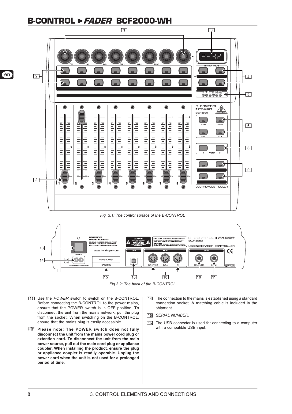 B-control fader bcf2000-wh | Behringer BCF2000-WH User Manual | Page 8 / 24