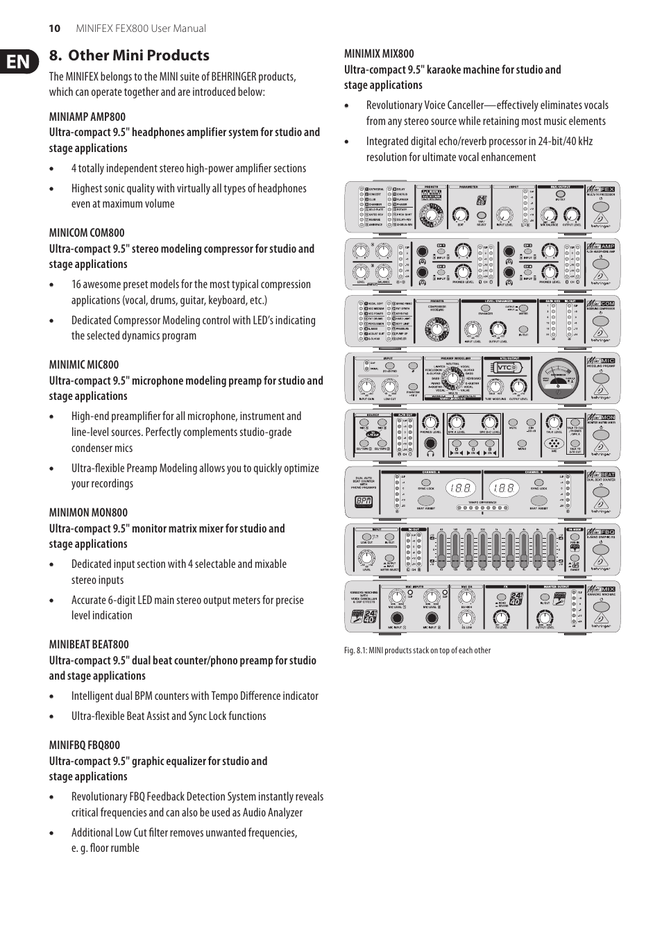 Other mini products | Behringer Minifex FEX800 User Manual | Page 10 / 11