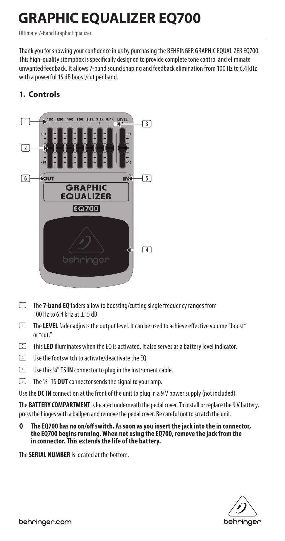 Behringer EQ700 User Manual | 2 pages