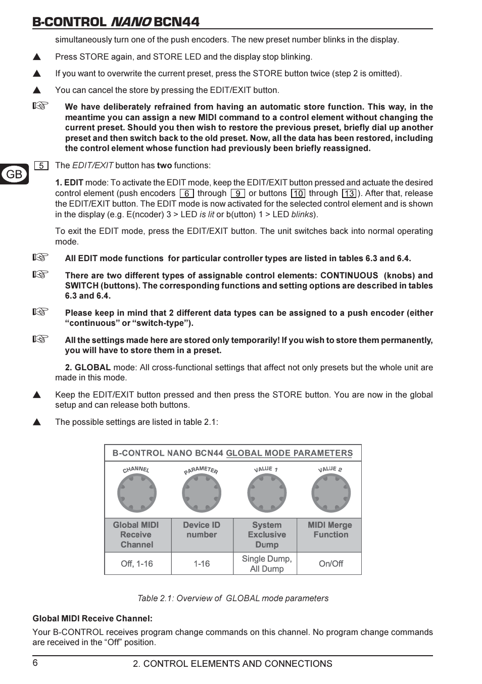 B-control nano bcn44 | Behringer B-CONTROL NANO BCN44 User Manual | Page 6 / 19