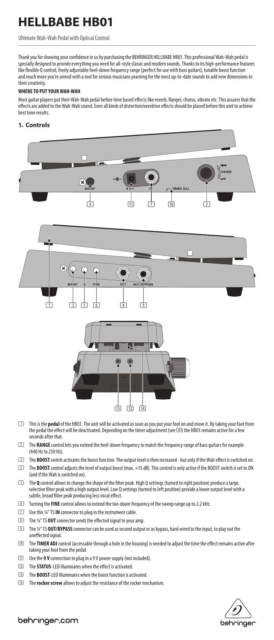 Behringer HB01 User Manual | 2 pages