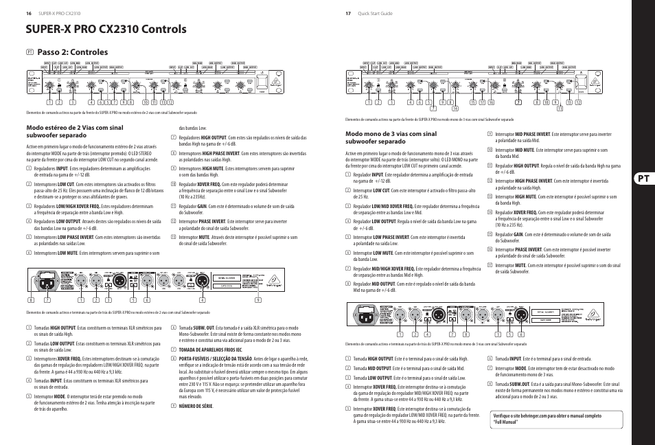 Super-x pro cx2310 controls, Passo 2: controles | Behringer Super-X Pro CX2310 User Manual | Page 9 / 13