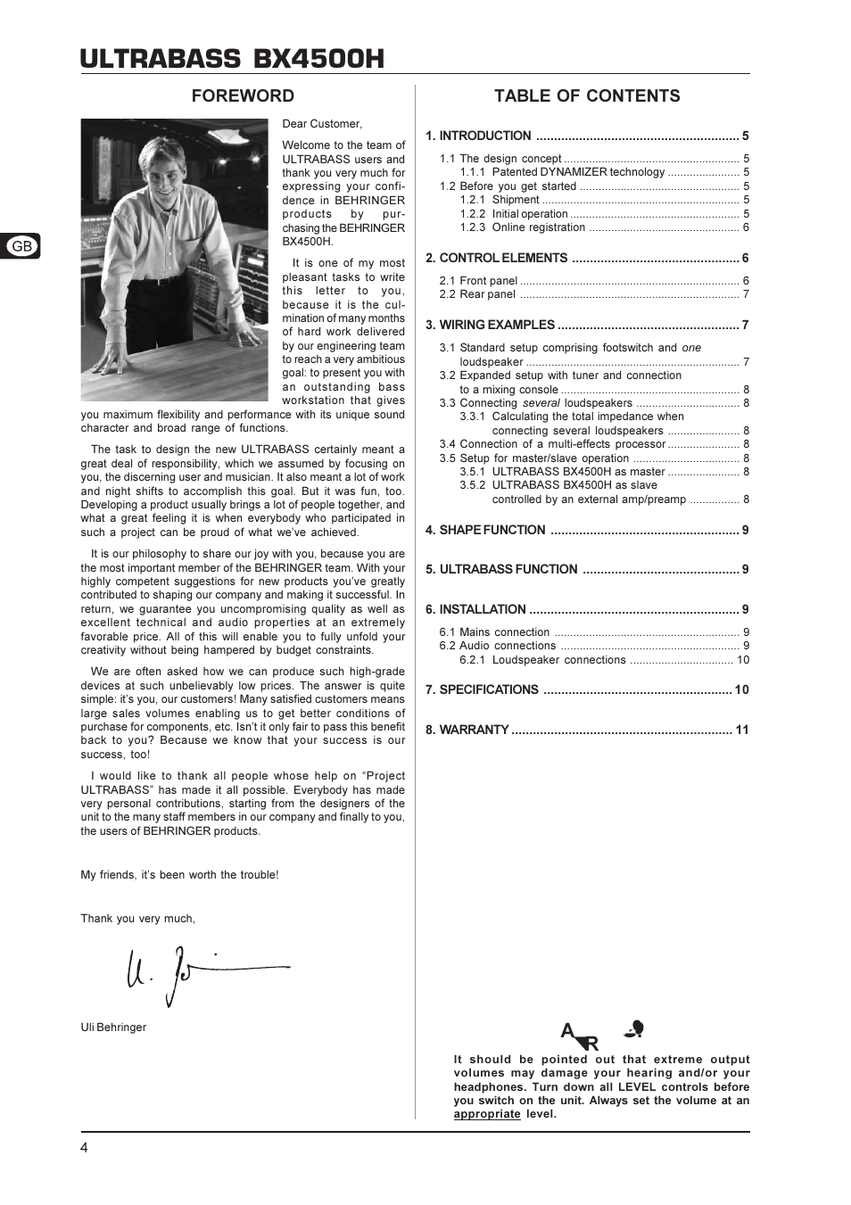 Behringer BX4500H User Manual | Page 4 / 11