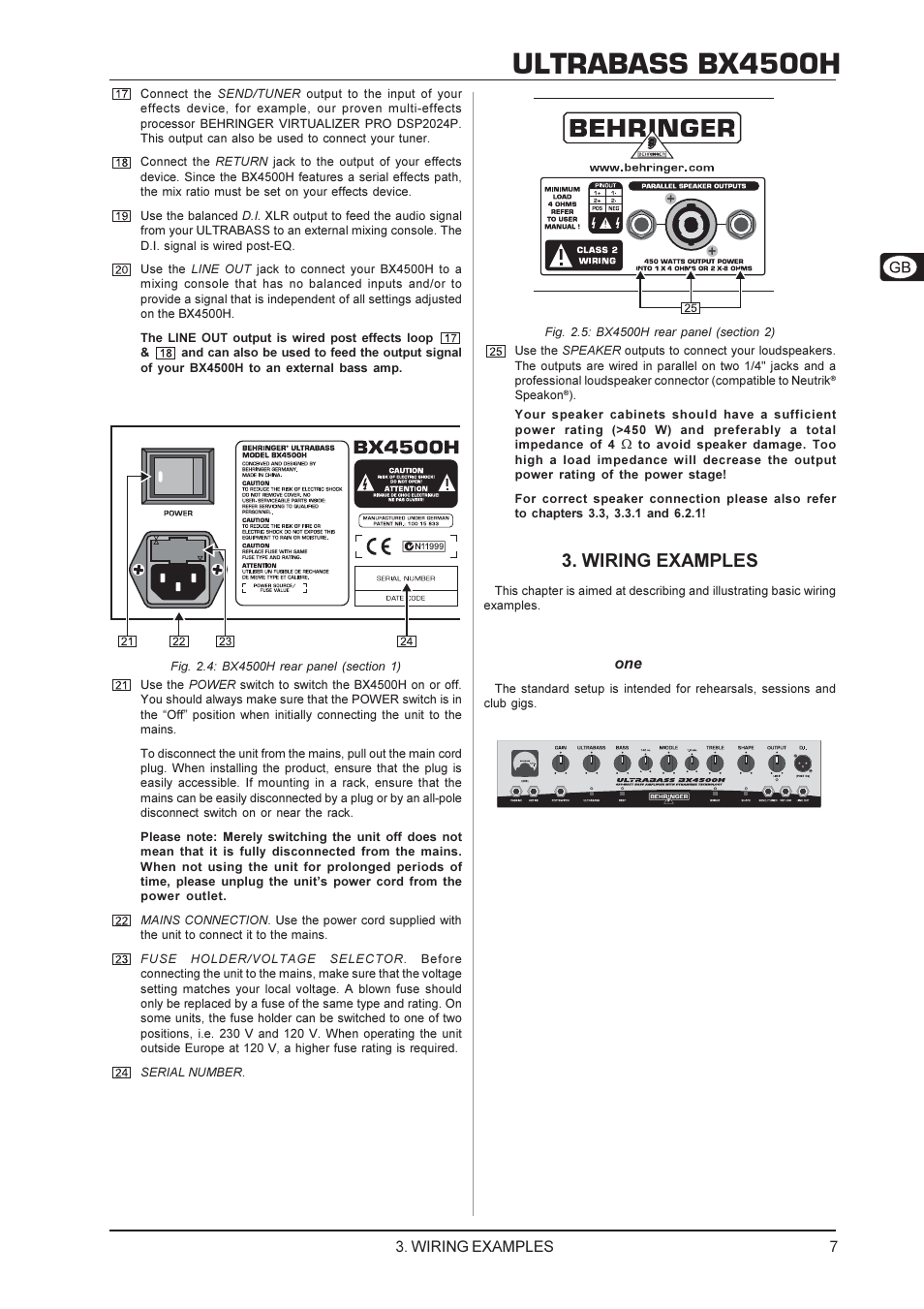 Ultrabass bx4500h, Wiring examples | Behringer BX4500H User Manual | Page 7 / 11