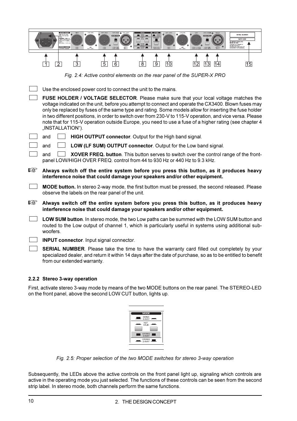 2 stereo 3-way operation | Behringer CX3400 User Manual | Page 10 / 22