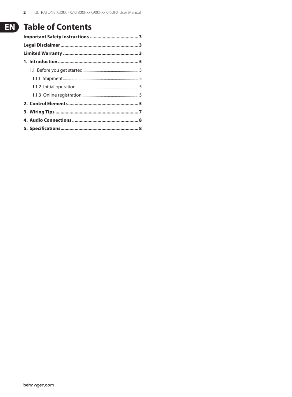 Behringer K900FX User Manual | Page 2 / 11