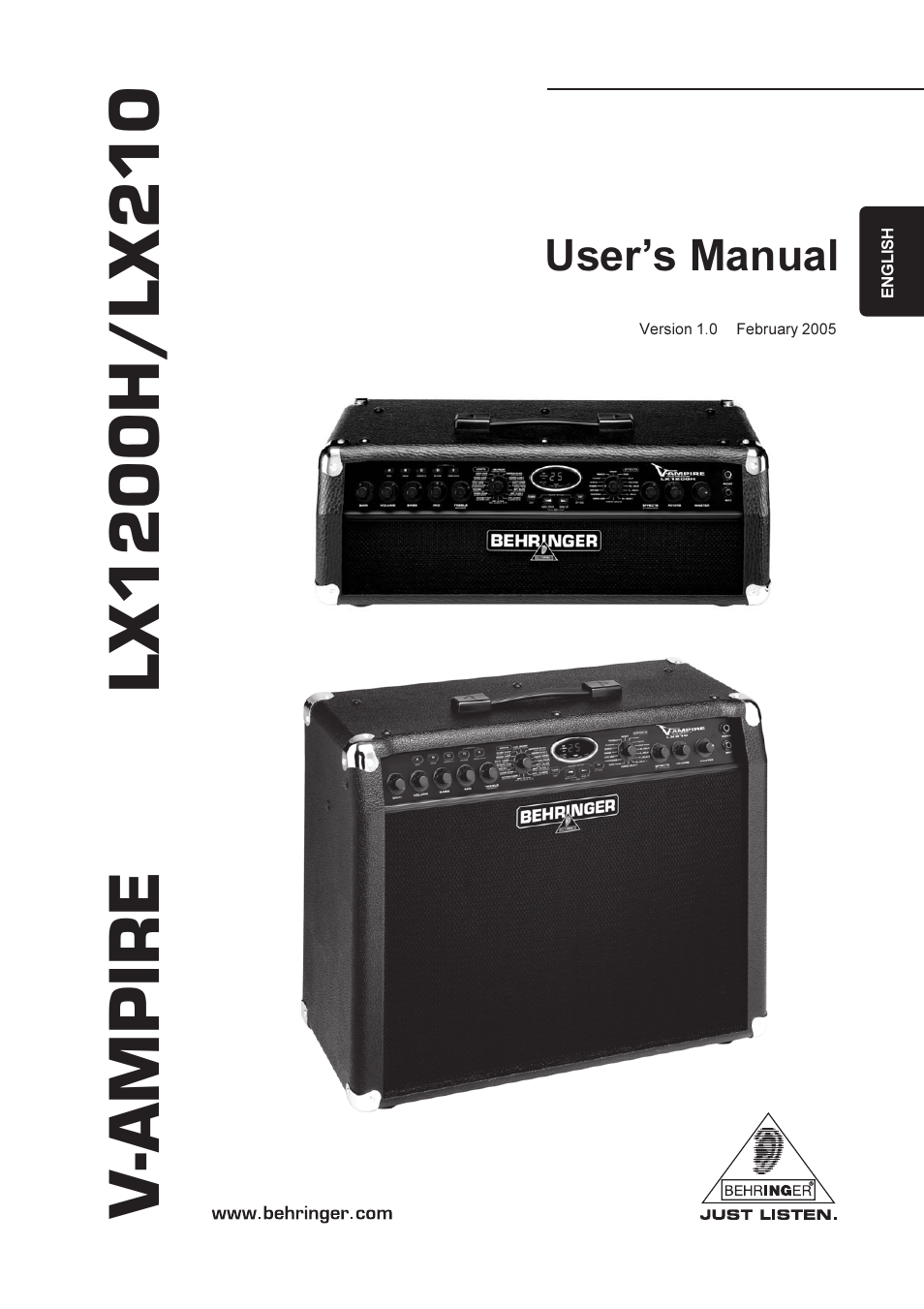 Behringer V-AMPIRE LX210 User Manual | 19 pages