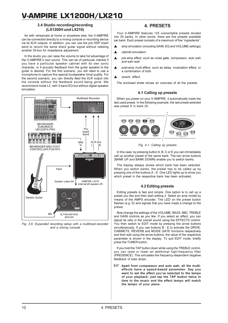 Presets | Behringer V-AMPIRE LX210 User Manual | Page 10 / 19