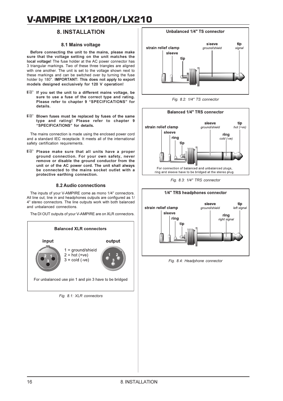 Installation | Behringer V-AMPIRE LX210 User Manual | Page 16 / 19