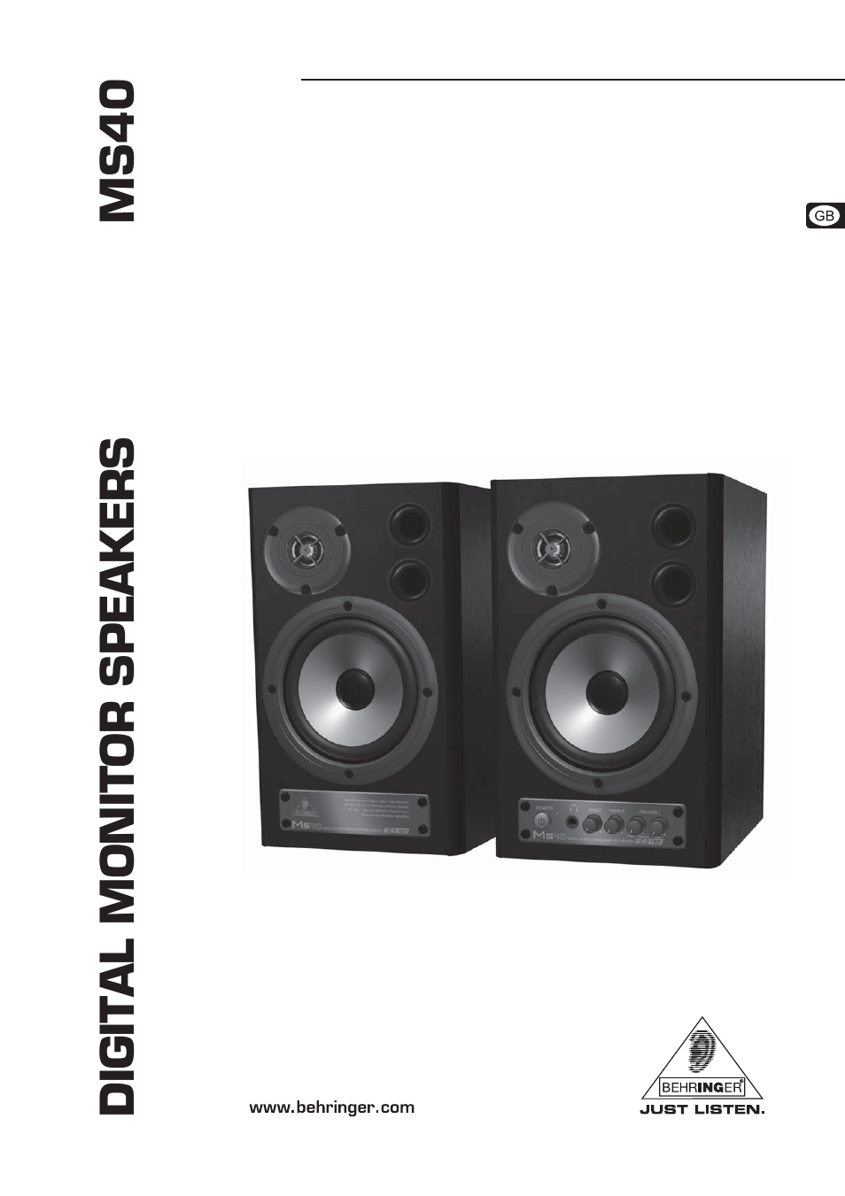 Behringer Digital Monitor MS40 User Manual | 3 pages