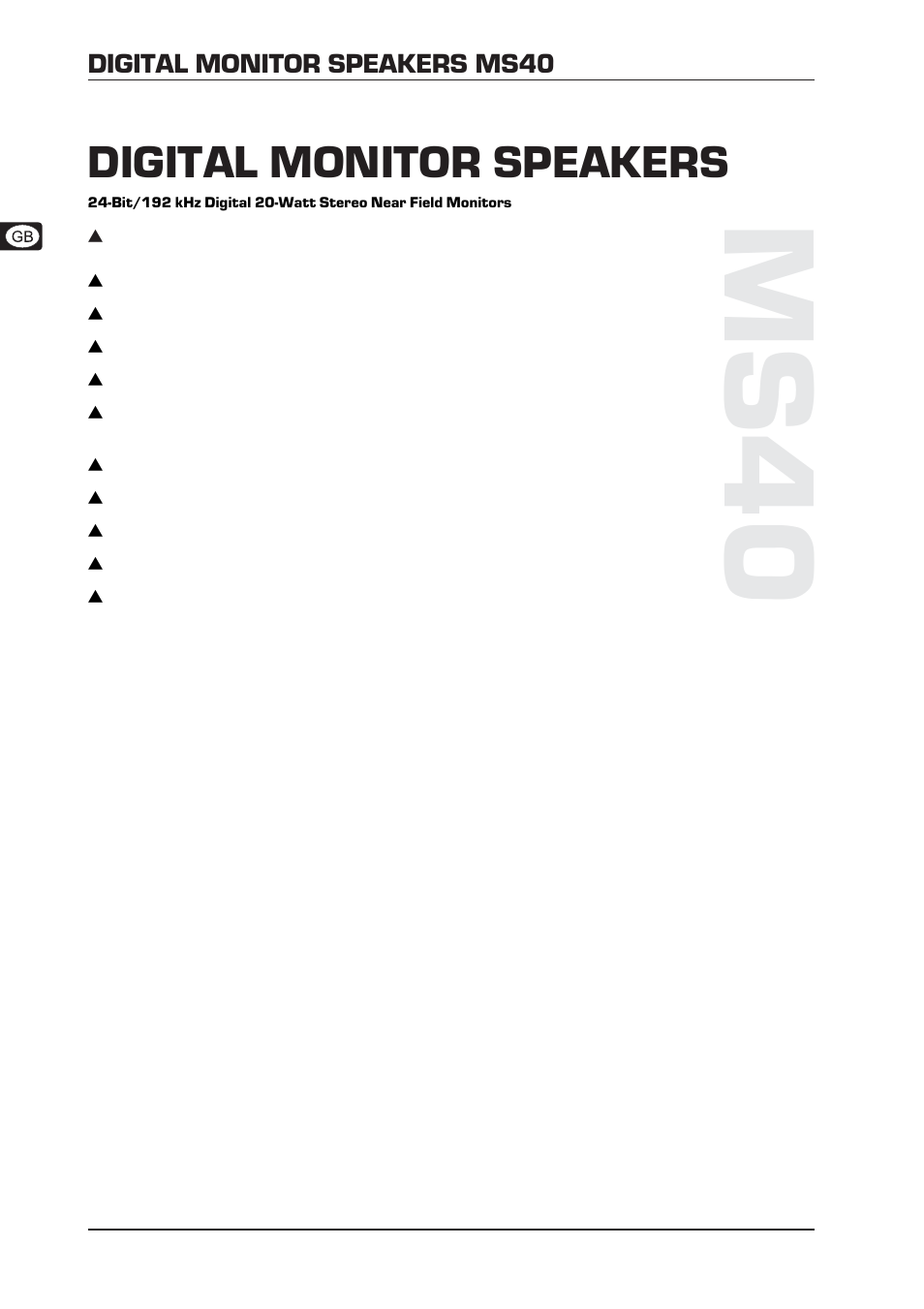 Ms40, Digital monitor speakers | Behringer Digital Monitor MS40 User Manual | Page 2 / 3