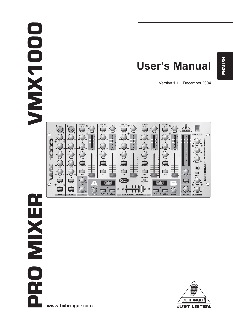 Behringer Audio Mixer VMX1000 User Manual | 11 pages