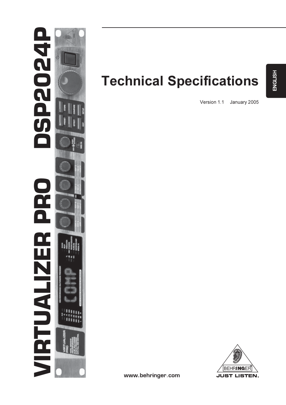 Behringer Virtualizer Pro DSP2024P User Manual | 4 pages