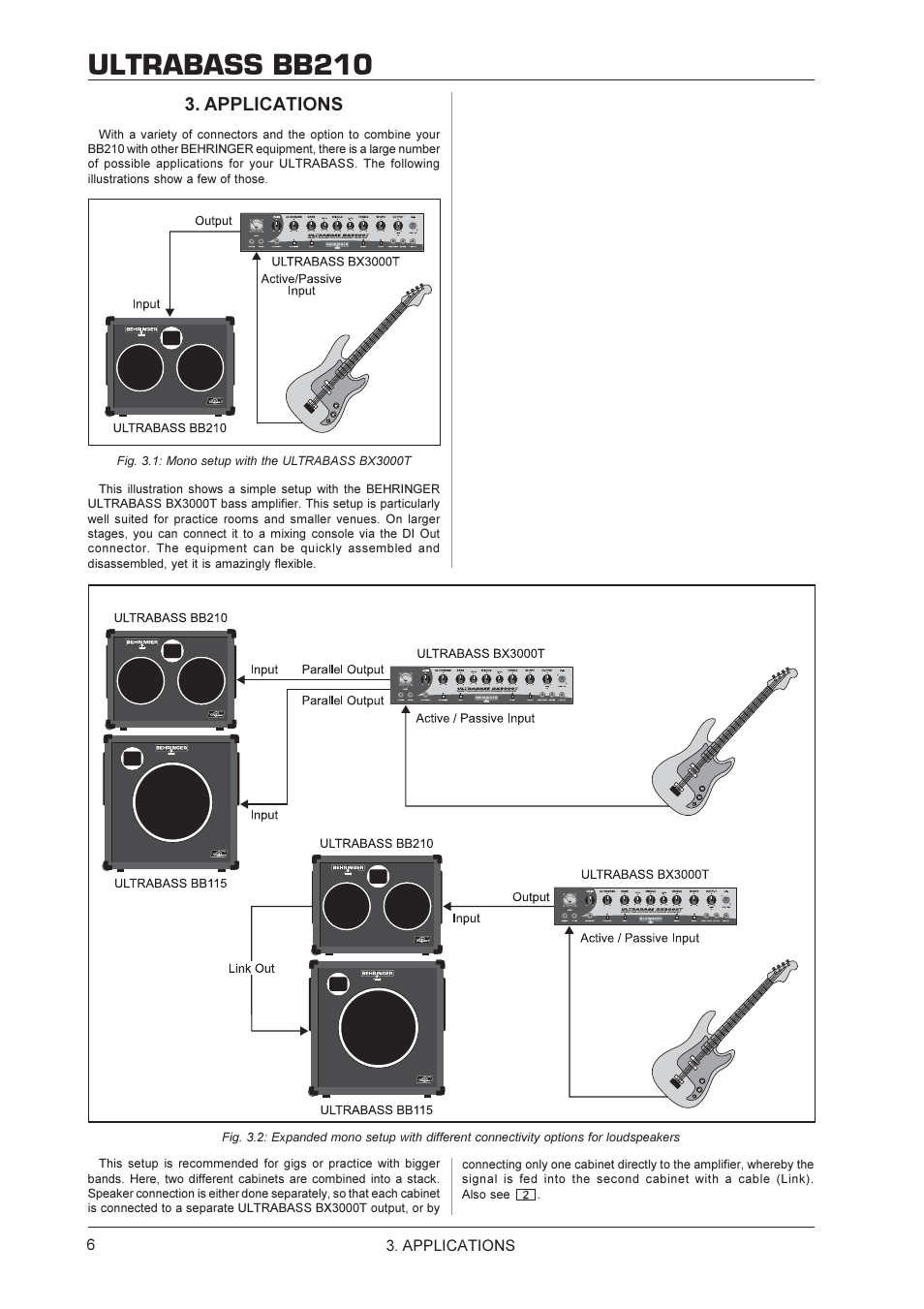 Ultrabass bb210, Applications | Behringer BB210 User Manual | Page 6 / 9