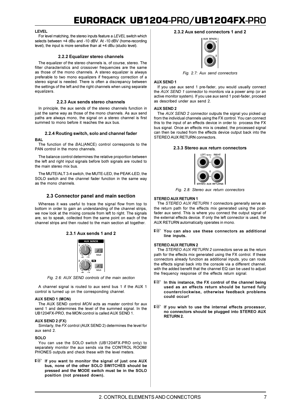 Eurorack ub1204, Ub1204fx | Behringer UB1204FX-PRO User Manual | Page 7 / 13