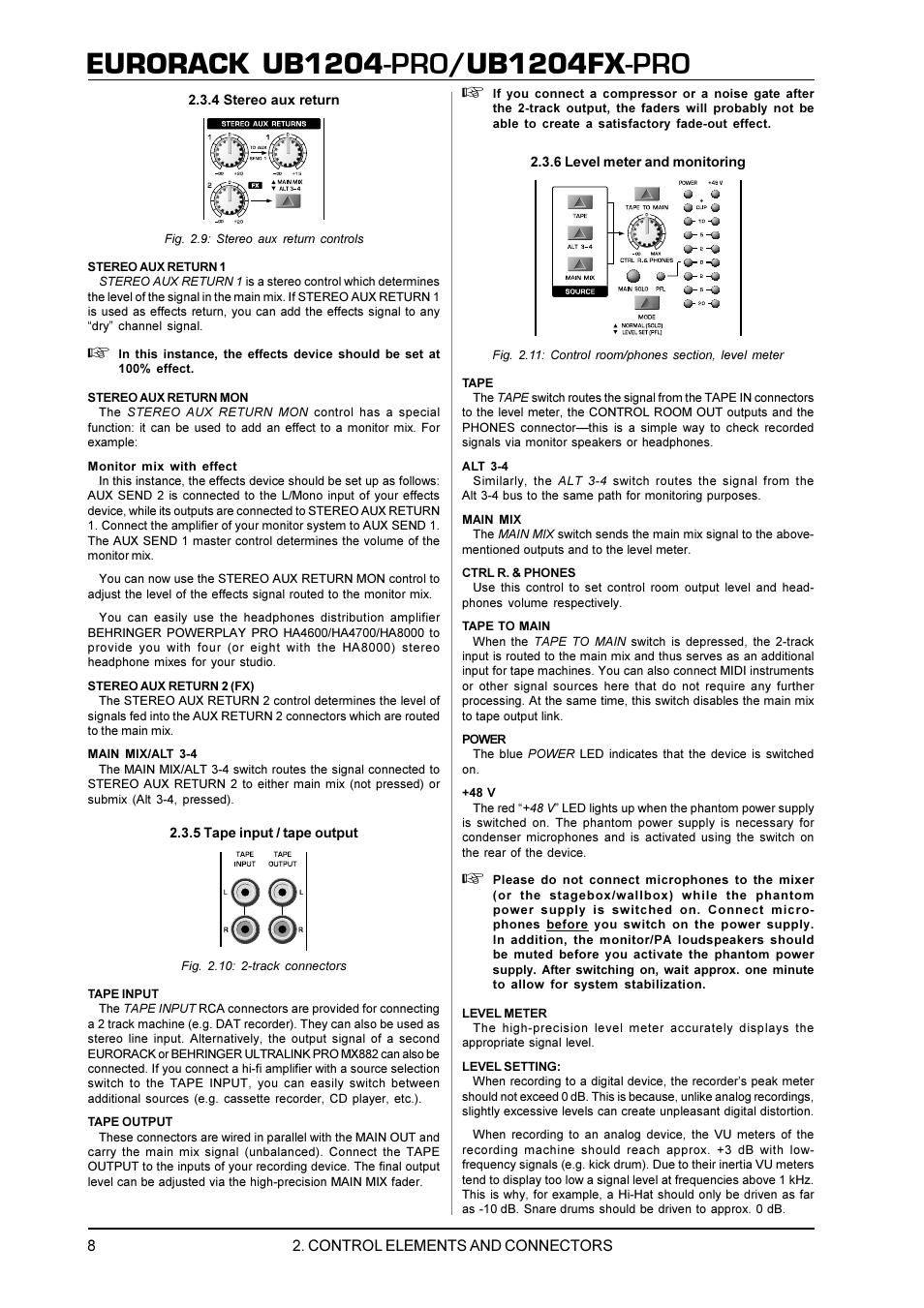 Eurorack ub1204, Ub1204fx | Behringer UB1204FX-PRO User Manual | Page 8 / 13