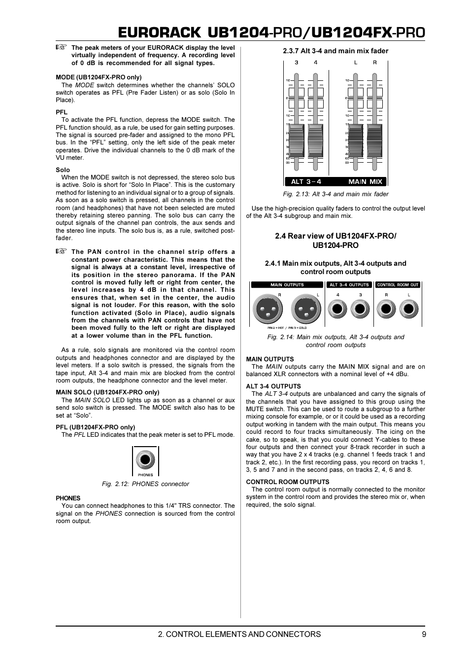 Eurorack ub1204, Ub1204fx | Behringer UB1204FX-PRO User Manual | Page 9 / 13