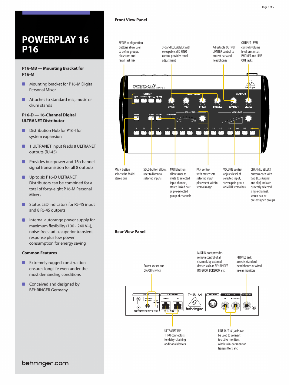 Powerplay 16 p16 | Behringer Powerplay 16 P16 User Manual | Page 3 / 5