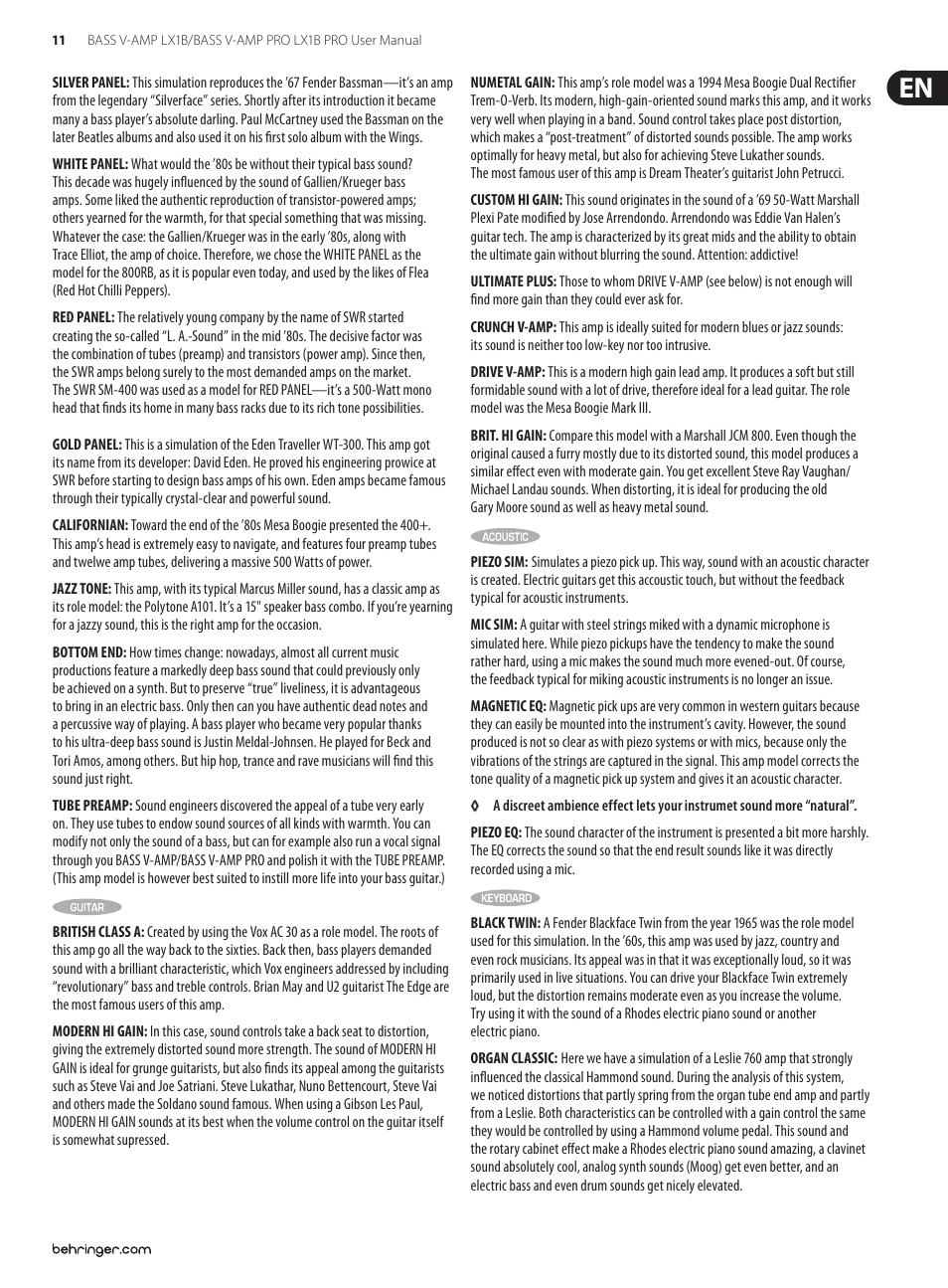 Behringer LX1B PRO User Manual | Page 11 / 23