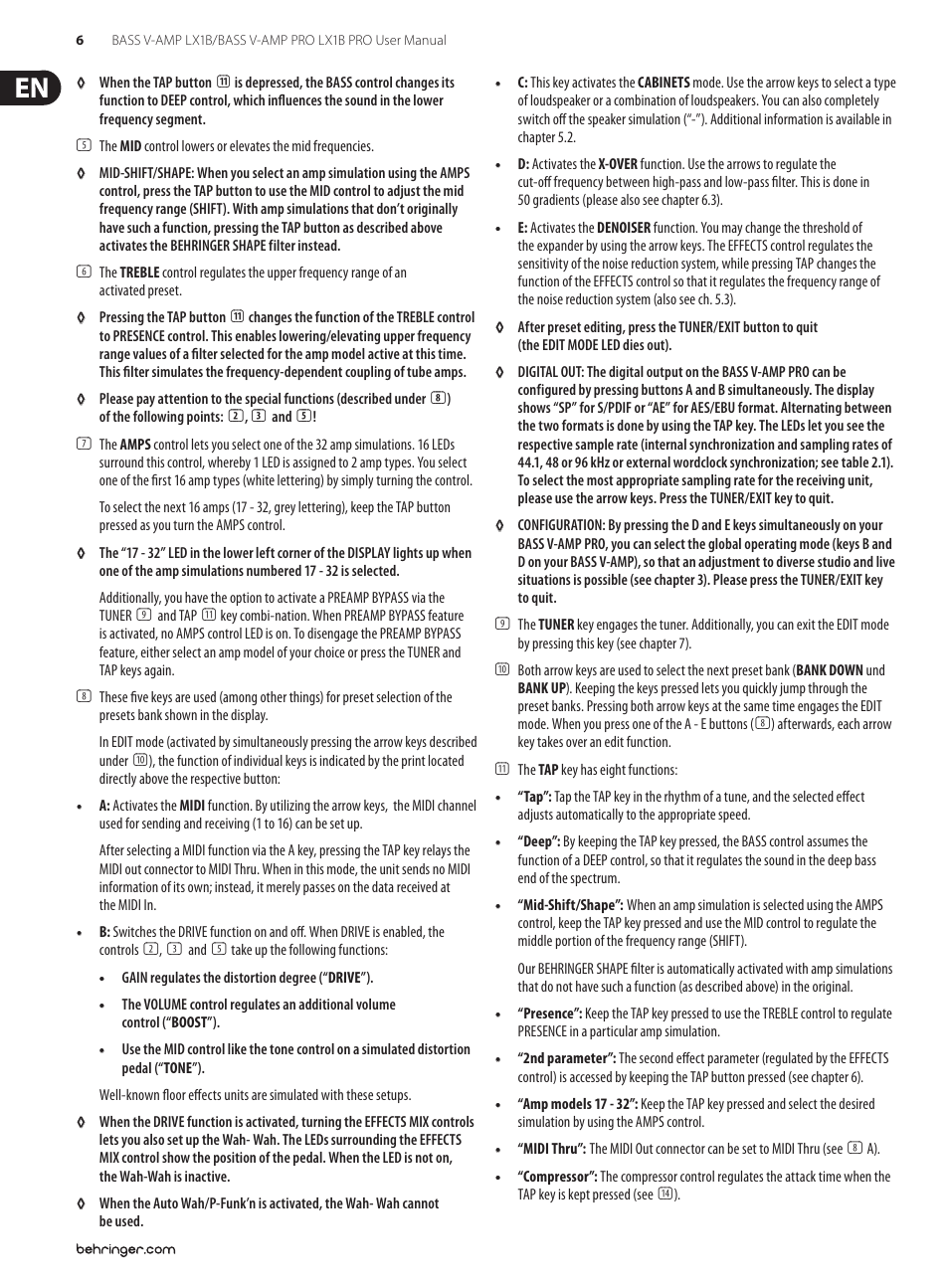 Behringer LX1B PRO User Manual | Page 6 / 23