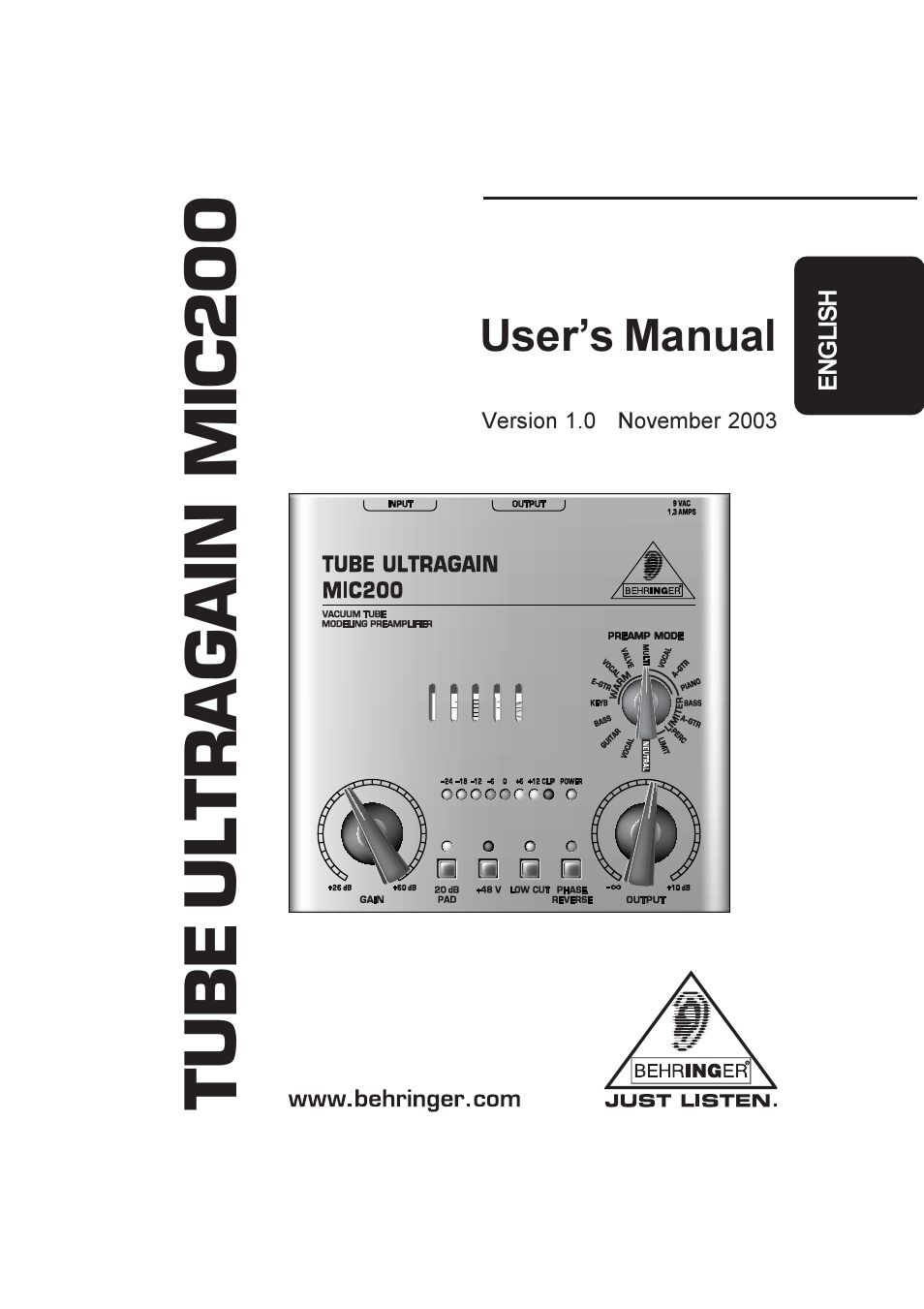 Behringer MIC200 User Manual | 12 pages