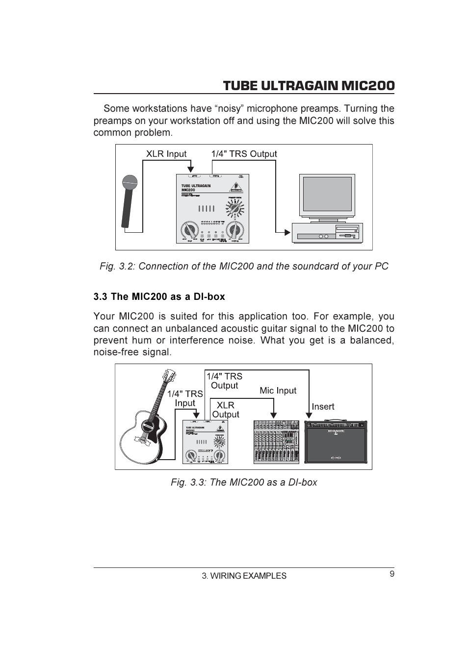 Tube ultragain mic200 | Behringer MIC200 User Manual | Page 9 / 12