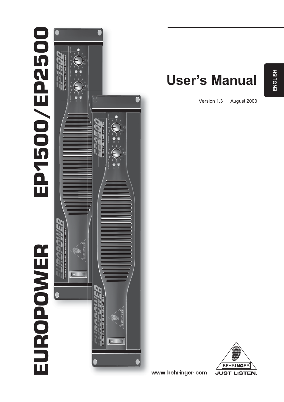 Behringer EP 1500 User Manual | 12 pages