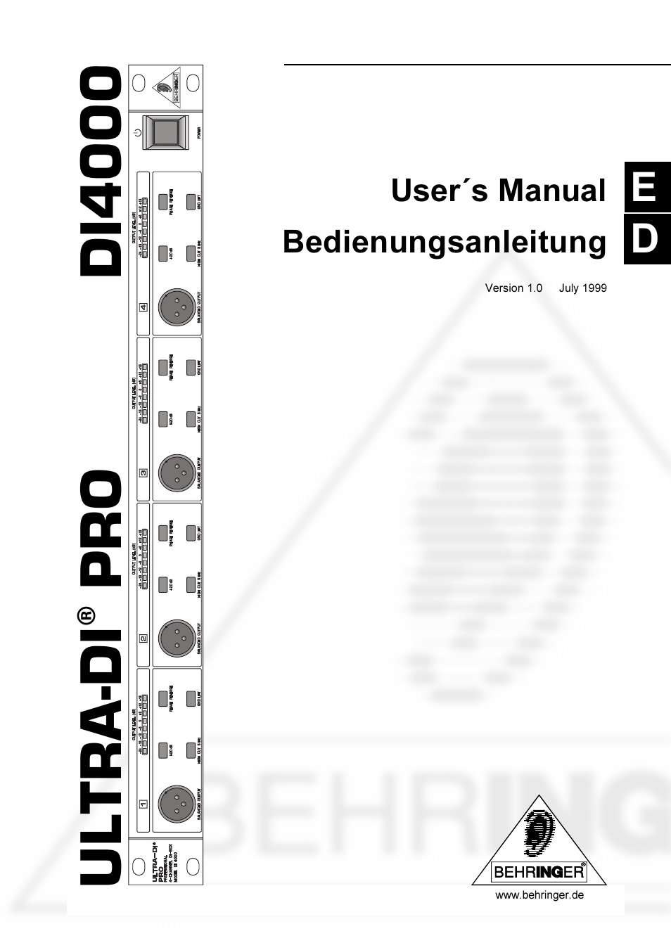 Behringer PRO DI 4000 User Manual | 15 pages
