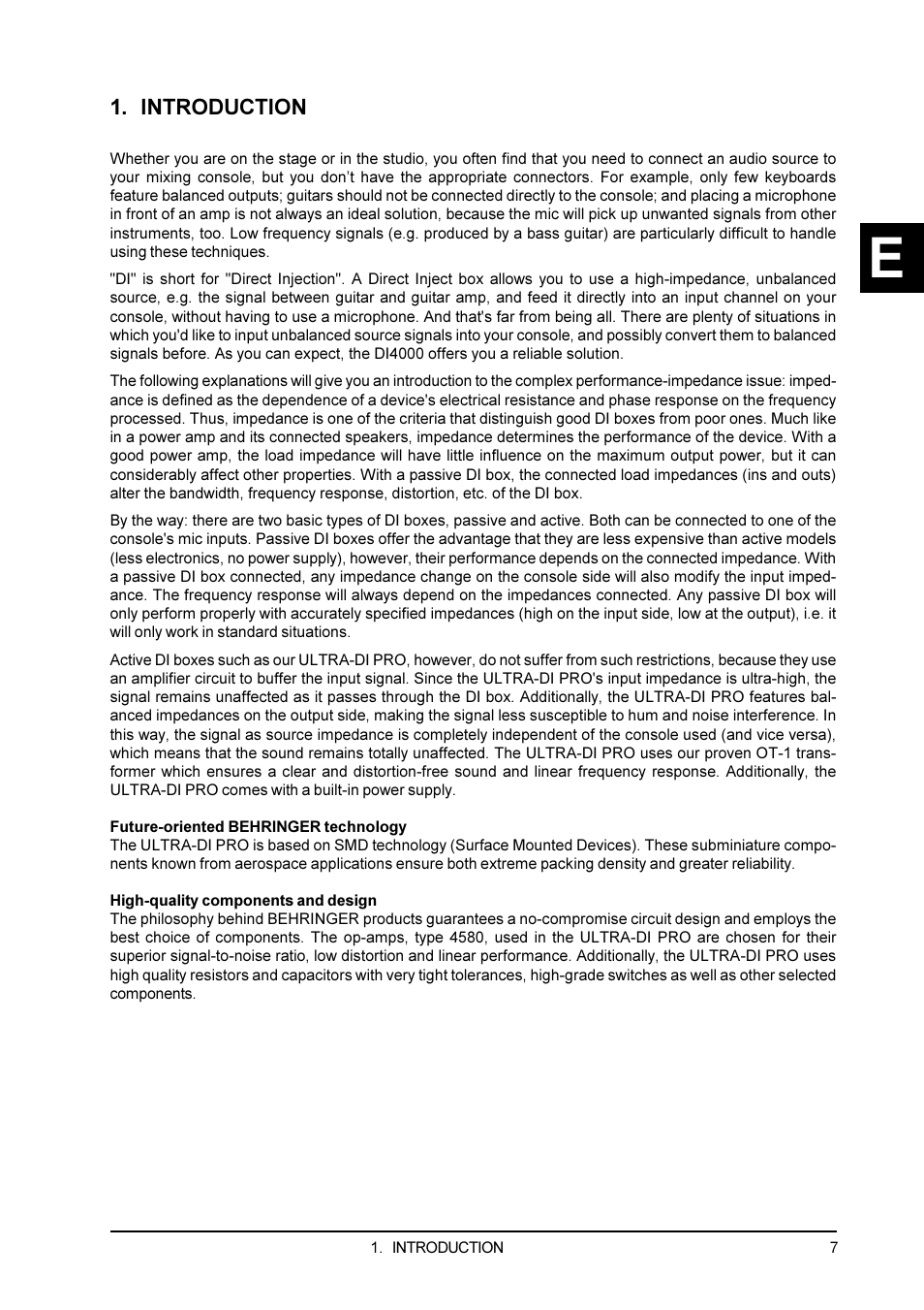Introduction, 1 before you begin | Behringer PRO DI 4000 User Manual | Page 7 / 15