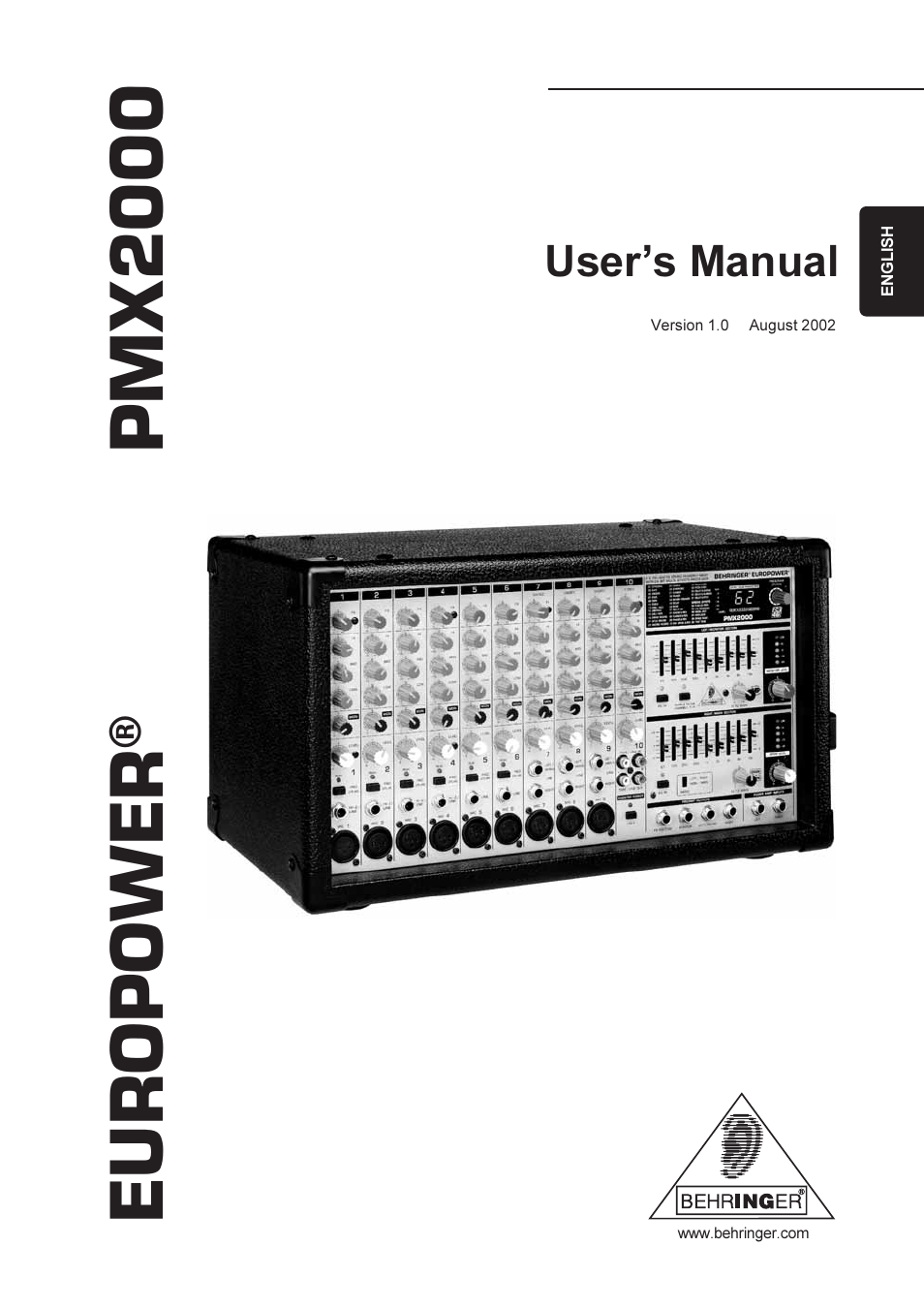 Behringer EUROPOWER PMX2000 User Manual | 10 pages