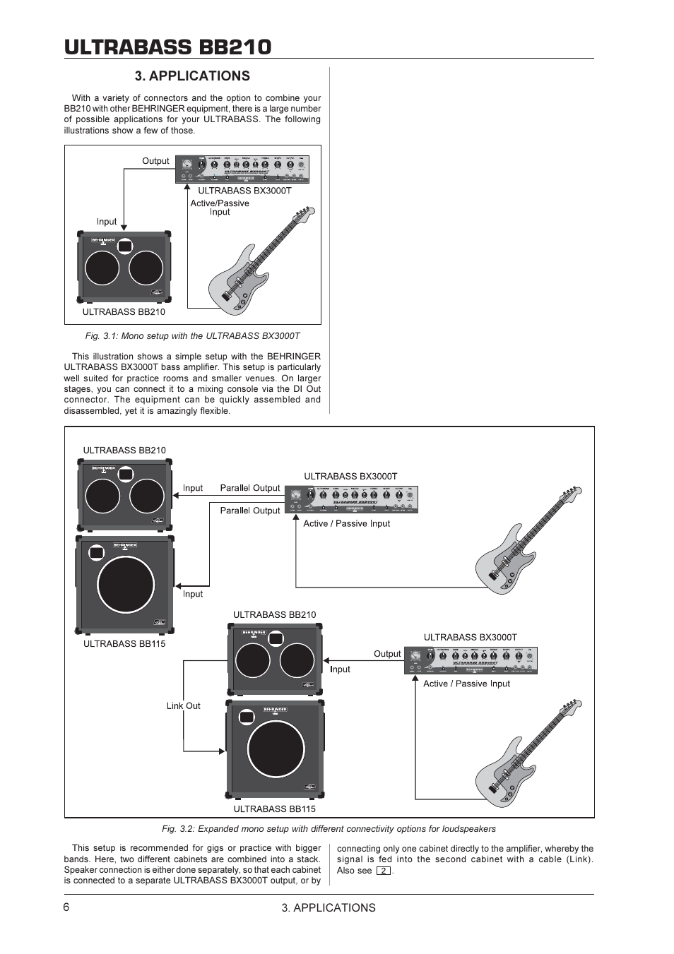 Ultrabass bb210, Applications | Behringer Ultrabass BB210 User Manual | Page 6 / 9