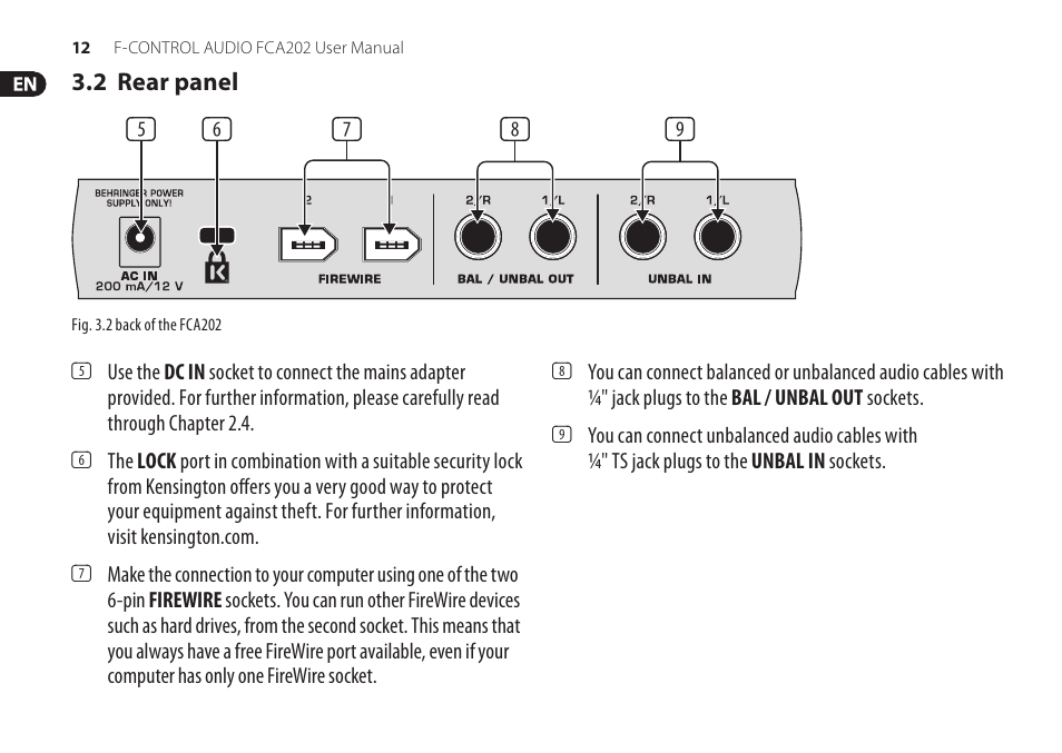 Behringer F-Control Audio FCA202 User Manual | Page 12 / 25