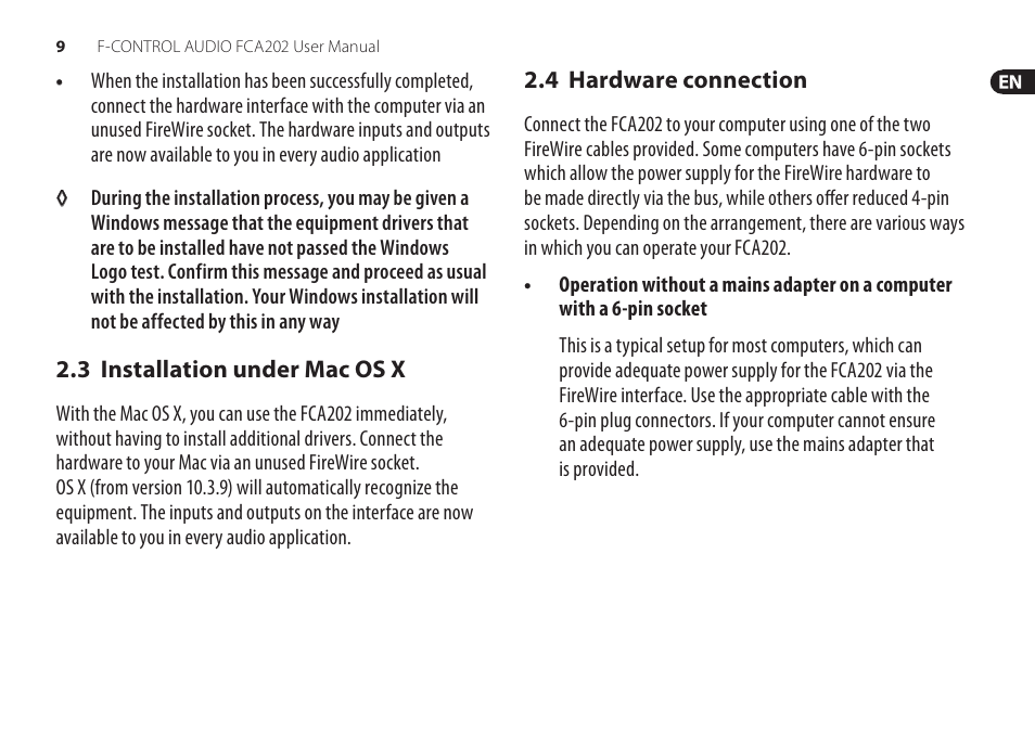 Behringer F-Control Audio FCA202 User Manual | Page 9 / 25
