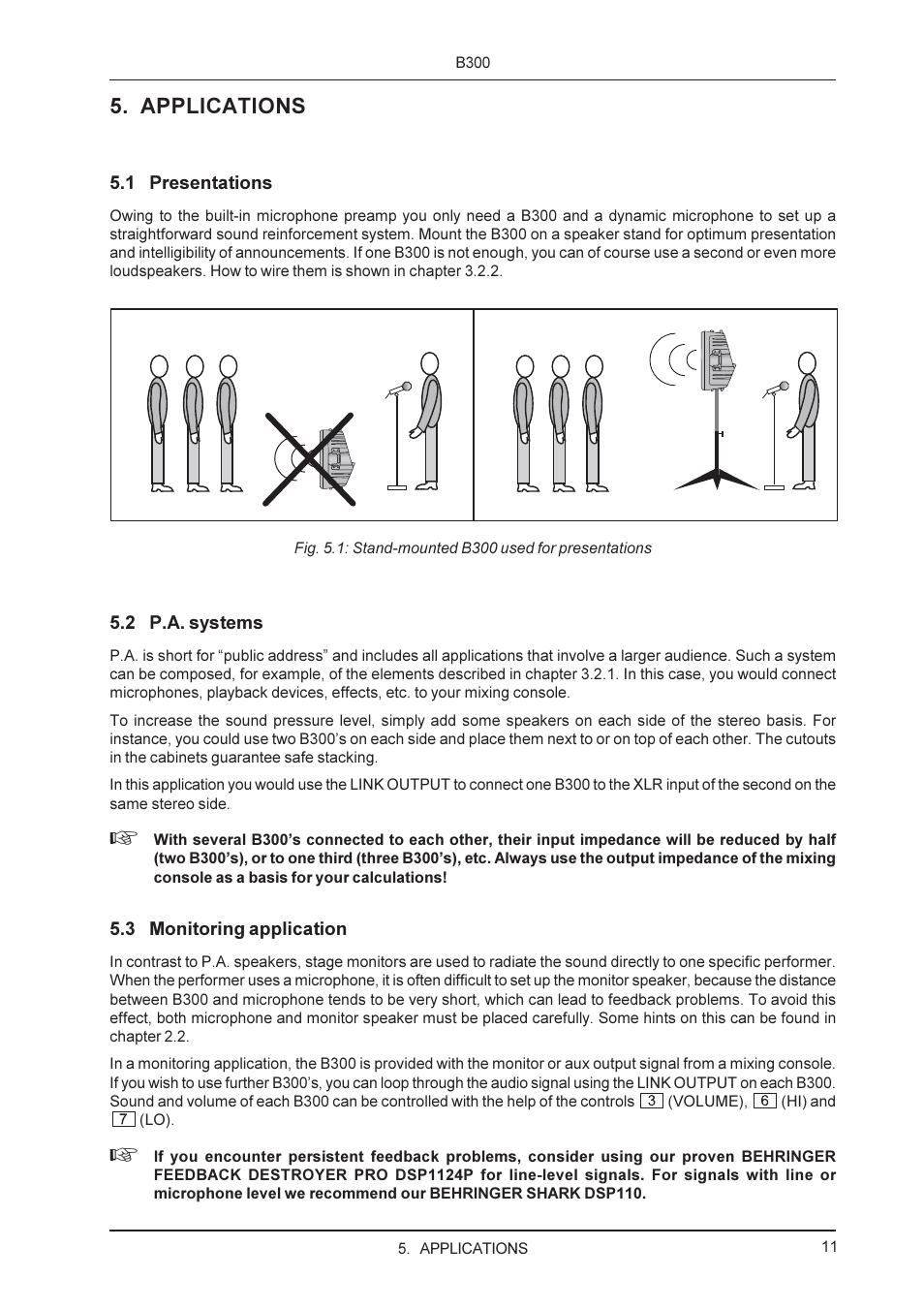 Applications | Behringer B300 User Manual | Page 11 / 13