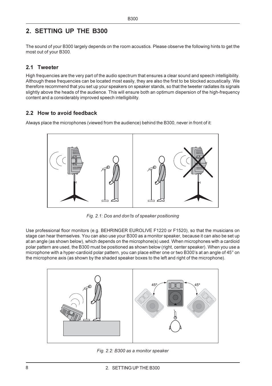 Setting up the b300 | Behringer B300 User Manual | Page 8 / 13